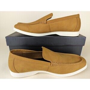 Alfani Porter Loafers Shoes Mens 8.5M Tan Faux Leather Slip On Casual Flats NWB